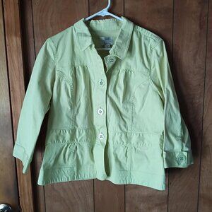 Christopher & Banks Stretch Jacket Womens XL Light Green Button Front Peplum